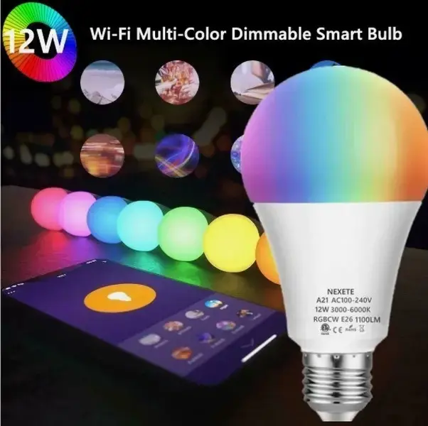 Smart WiFi LED Bulb 9W 800LM RGBCW Color Changing Light, Dimmable, Voice Control Compatible with Alexa & Google Home