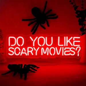 Do You Like Scary Movies Neon Sign  Cinema Neon Signs for Wall Decor LED Night Light for Escape Room Bar Club Party Teen Boy Man Cave  Gothic Halloween Decoration