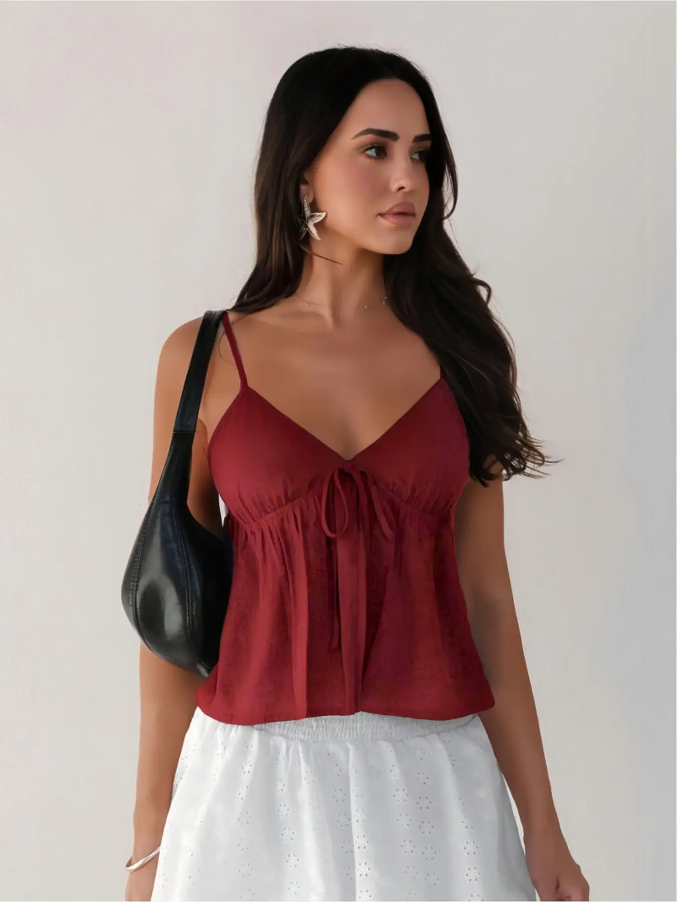Summer Sexy Ladies V Neck Backless Sleeveless Fitted Tank Top, Flirty Casual Fashion Wear for Beach & Night Out, Trendy Summer