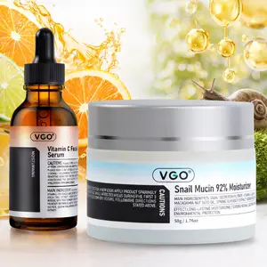 VGO Hydrating Skincare Duo Vitamin C Serum + Snail Mucin 92% Face Gel Cream, Gentle Care for All Skin Types, Glow & Repair