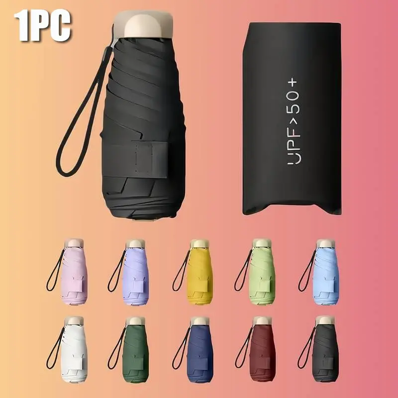 "Student Party Backpack Side Pocket Exclusive" 200G Lightweight Folding UV Umbrella! Black Glue Sunscreen, Lightweight Foldable Umbrella, Portable Lightweight Umbrella, Compact Storage, Manual Style, 9 Colors Available, Easy for Going to And from School
