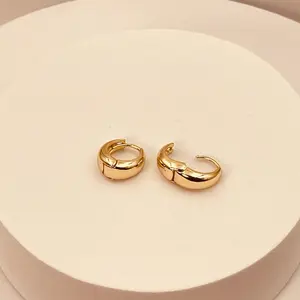 Golden Bean Stud Earrings - Elegant Gold-Tone Hoop Earrings for Everyday Wear, Youth-Friendly, Lucky Bean Symbol, Abundance & Prosperity