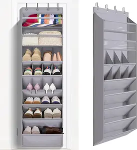 8 Shelves Deep Pockets Over The Door Shoe Organizer, Grey, Black, Pink Hanging pantry Organizers, Shoe Rack for Closet, bathroom, Shoe Holder for Boots, Over Door Organizer in Home, RV, Dorm,  shoe cabinet storage 1 Pack Multicolor shoe rack organizer