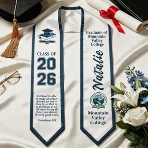 Custom Graduation Stole: Personalized Print Sash With Name Logo, Class Of 2026