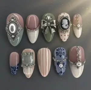Vintage Cameo, Bow & Pearl Nails, Elegant Victorian Nail Art