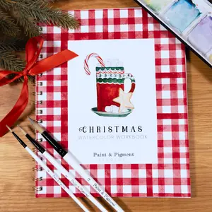 Paint and Pigment Studios Christmas Watercolor Workbook for Beginners - Arts & Crafts Educational Materials