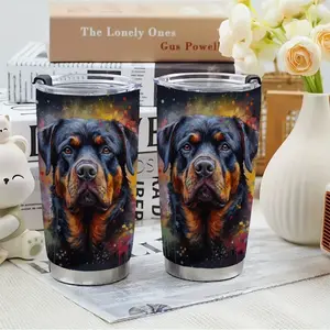 1pc 20ozstainless steel insulated cup, featuring a Rottweiler pattern, is shatter-resistant, rust-proof and easy to clean - perfect for use in summer, winter, travel and as a gift on Valentine's Day.