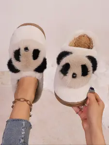 Women's Cute Panda Slippers, Soft Plush Comfortable Footwear, Fashionable Warm Indoor Shoes, Perfect for Home Use