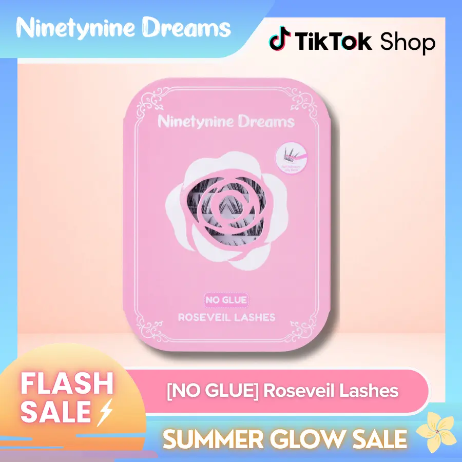 Ninetynine Dreams [NO GLUE] Roseveil Self-Adhesive Lashes | 9-13mm C Curl Press-On No Glue Required Lash Clusters - Spiky Wispy Anime Manhua Style Beginner-Friendly Reusable Lightweight Daily Eyelashes with Ultra-Thin Self-Stick Jelly Band