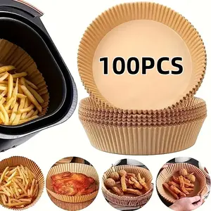 Non-Stick Oil-Proof Air Fryer Disposable Paper Liner (100Pcs) - Circle & Square Shapes, Suitable for 2-8QT, Microwave Safe Food-Grade Cooking Liners