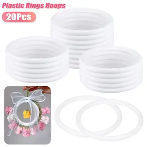 20pcs Plastic Rings 3.34 Inch Dreamcatcher Hoop Lace Knit Ring Circle Craft Rings for DIY Hanging Crafts Home Car Wedding Decoration Decorative Hoops Plastic Rings Hoops
