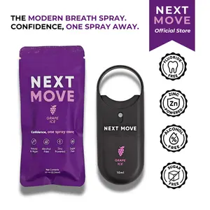 Next Move Grape Ice Breath Spray 10 mL | Probiotic Oral Spray | Zinc Powered | Alcohol-Free | Sugar-Free