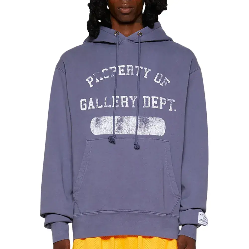 Moletom Gallery Dept. Property-Print Cotton Blue – Vintage Hip Hop Streetwear Sweatshirt, Y2K Retro Graphic Pullover Top, Casual Unisex Fashion for Men Women, Everyday Wear, Travel Outfit Gift
