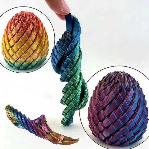 Stress Relief Dragon Egg Toy, 3D Printed, Stretchable Spiral Design, Rainbow Gradient Finish, Adult Desk Decorative Item, Stretchable Stress Ball Fidgets, Stretchy Stress Ball, Anxiety Fidgets, Fidget Eggs, Stress Relief Tools