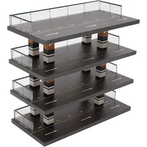 4-Tiers Model Car Display Case, 1/64 Scale Hot Diecast Wheels Display Case Toy Car Storage, Small Parking Garage Diorama Children's Birthday Presents Organiser Racks