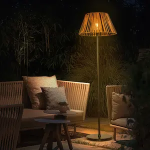 EP LIGHT Outdoor Rattan Solar Powered Floor Lamp IP65 Waterproof LED Light for Garden Yard Terrance Patio