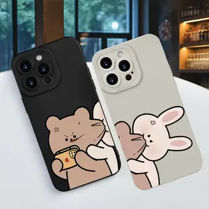 Minimalist Creative Couple Rabbit Pattern Trendy Hot-Selling Valentine'S Day Phone Case for Iphone Models Including 16E, 16, 16PRO, 16PLUS, 16PM, 15, 15PLUS, 15PRO, 15PROMAX, 14, 14PLUS, 14PRO, 14PROMAX, 13, 13Mini, 13PRO, 13PROMAX, 12, 12Mini, 11, Plus,