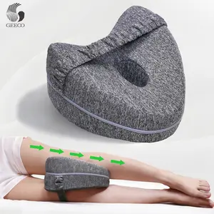 【Mother's Day gift】GEECO‘ | Leg Alignment Pillow | Ergonomic Side Sleeping Memory Foam Knee Pillow with Strap for Side Sleepers Hip & Back Pain Relief Washable Cool Comfort Mother's Day Gift Organic Cotton
