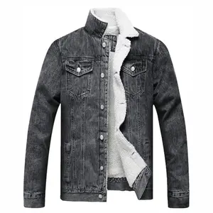 Men's Fleece Jean Jacket Winter Cotton Sherpa Lined Denim Trucker Jacket