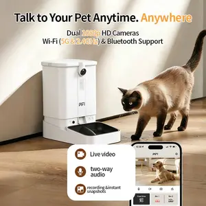 1080P Dual Camera Automatic Pet Feeder | APP Controlled Remote Feeding for Cats and Dogs