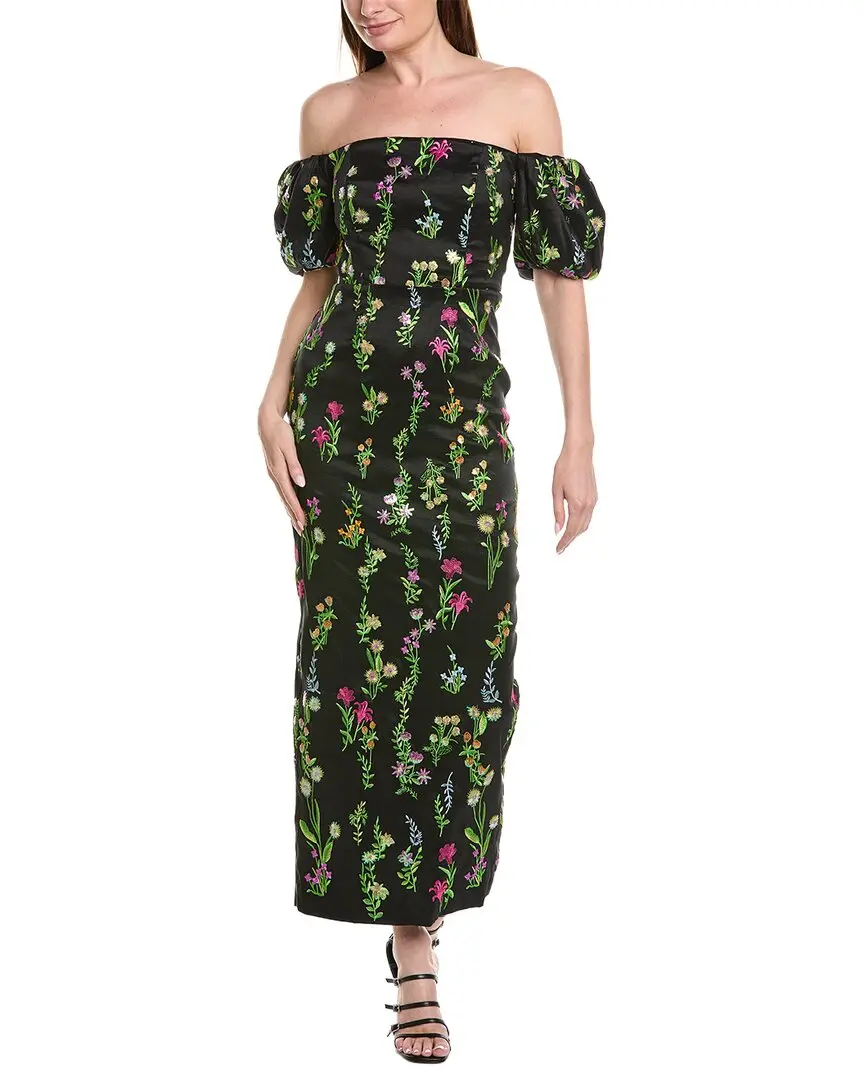 Milly Nira Bloom Embroidery Off The Shoulder Maxi Dress