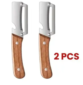 2PCS Kitchen Vegetable & Fruit Peelers - Stainless Steel Blade, Wooden Handle, Built-In Bottle Opener, Ergonomic Kitchen Utensil Gadget