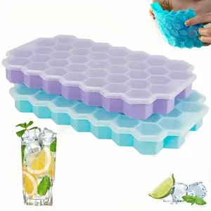 37-Cavity Honeycomb lce Cube Tray- Flexible SiliconeMold with Secure Lid to Prevent Odor Mixing, EasyRelease lce Maker for Cocktails, lced Coffee, Whiskey &Everyday Drinks |Perfect Kitchen Accessory