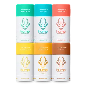 Hume Supernatural Deodorant 6-Pack, Plant & Probiotic-Based-Sensitive Skin Safe-Baking Soda Freee