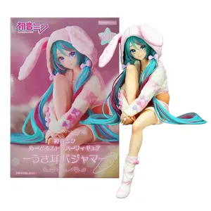 15CM Anime HATSUNE MIKU Figure Noodle Stopper Figure Rabbit Ear Pajamas Model Toy Doll Aciton Figure Collection Gift PVC
