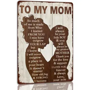 To My Mom Metal Sign Mother's Day Tin Sign Vintage Home Wall Decor Signs Birthday Gift For Mom From Son For Kitchen