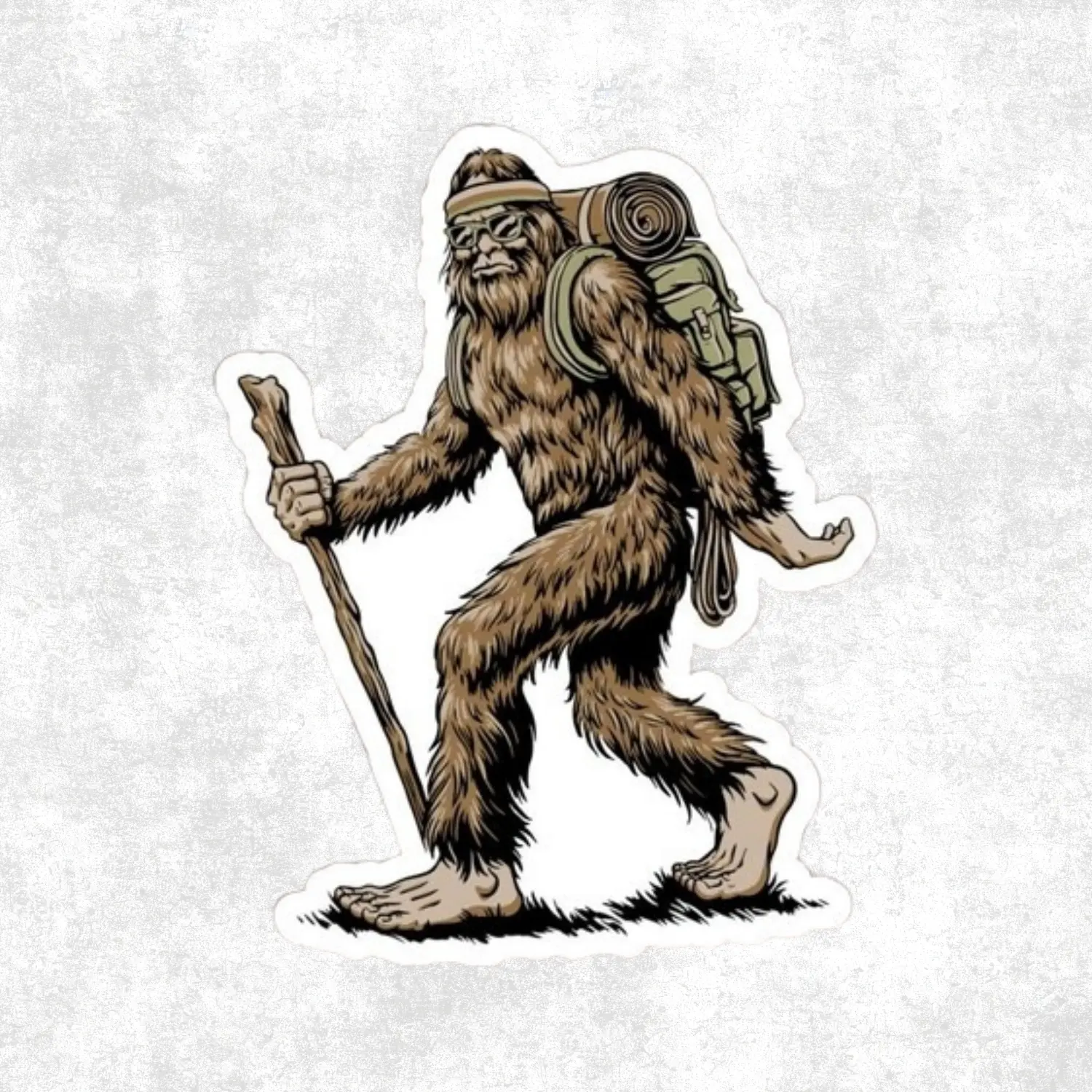 Hiking Sasquatch Sticker  Pacific Northwest Hiker Bigfoot Laptop Sticker  Outdoor Adventure Bigfoot Waterproof Water Bottle Decal