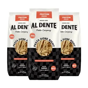 Al Dente Protein Pasta Roasted Garlic Fettuccine 30g Protein, 40% Less Carbs, Cage-Free Eggs, Non-GMO, Artisanal, Homemade Taste & Texture (Pack of 3)