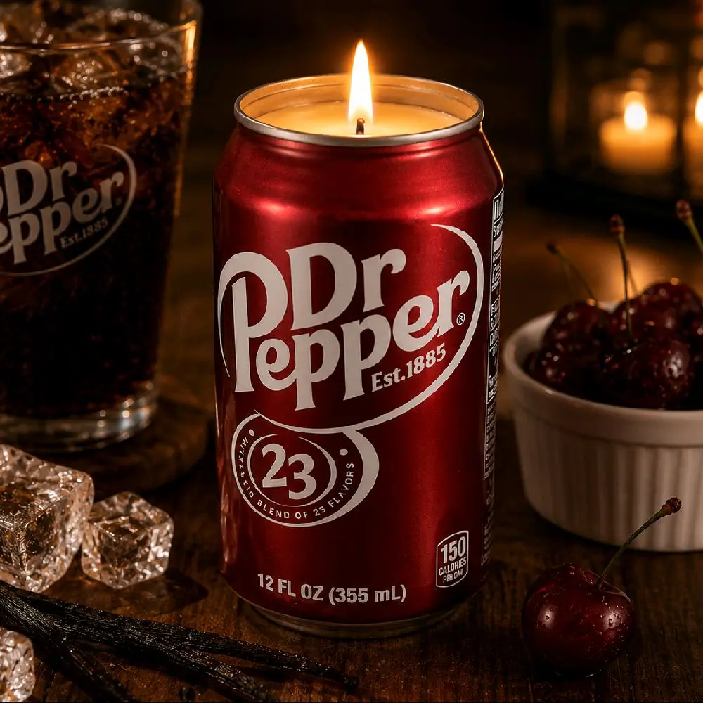 Handcrafted Mr Pepper Scented Soy Candle | Upcycled Soda Can Candle | 12 oz