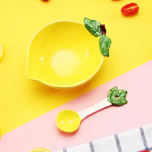 Creative Lemon Shaped Ceramic Dessert Salad Bowl Cute Cartoon Soup Bowls Household Instant Noodles Bowl Rice Bowl Tableware