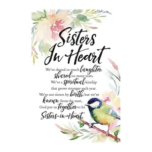Dexsa Sisters In Heart Wood Plaque with Easel