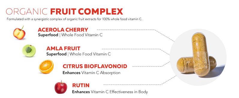 Organic Vitamin C | Whole Food Vitamin C with Natural Cofactors – Vegan, Enhanced Absorption, Supports Immune Health and Antioxidants – 90 Servings