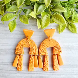Marigold - Golden Yellow Orange Geometric Dangle Earrings