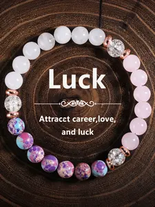 Gentle Wind Imitation Crystal Bracelet Imitation Pink Crystal Blossoming Crystal Bead Bracelet Elastic Handpiece Small and Versatile Commuter Jewelry
