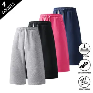 4-Pack Men’s Solid Mid-Calf Cropped Pants – Stretch, Casual, Outdoor, Everyday Lounge Pants