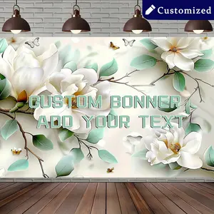 Custom Elegant White for Lotus Pattern Wallpaper - Polyester, No Power Required, Suitable for Bedroom, Living Room, TV Background & Party Decor