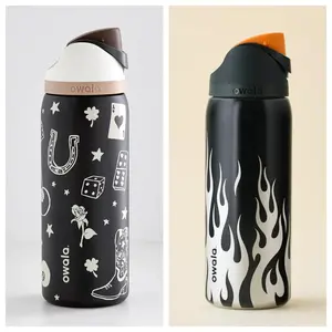 Owala Good Luck 32oz stainless steel insulated water bottle features a unique straw and double-opening design, making it ideal for daily commutes and travel. Extremely portable. Drinking Vessel | Lightweight | Wide Mouth Cup Drinkware Mug Tumbler Bottled