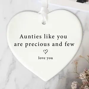 Ceramic Heart Shaped Ornament, 1 Count Aunt Gift, Aunt Memorial Gift, Aunt Present, Gift for Aunt, Home Decor, Party Supplies, Desktop Decorative Ornament, Wall Hanging Ornament, Home Ornaments