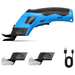 Cordless Electric Scissors for Cardboard - Electric Cardboard Cutter with 1 Spare Sheader for Cutting Fabric, Carpet, Leather, Paper, Plants, Rechargeable Power Sheader Box Cutter, Blue and Black