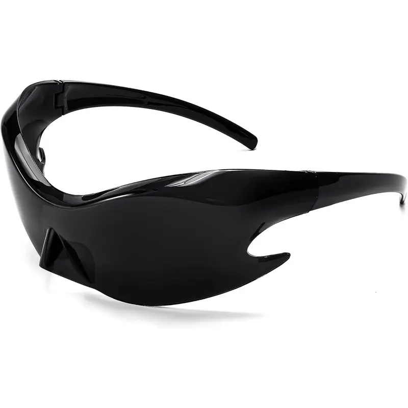 EyeconicFinds Futuristic Wraparound Sunglasses - Alien-Inspired Y2K, Contemporary Aesthetic, Unisex Appeal, Matrix Look, Flat Lines, Influencer-Approved Travel Accessory, Eyewear Shades, Men's Accessories, Glasses for Women, Unique Gifts for Man, B4135