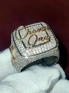 Luxury Jewelry Hip Hop Bust Champion Ring Men's Rock Ice Out Ice Diamond Hip Hop Full Diamond Men's Champion Anniversary Carnival Anniversary Gift