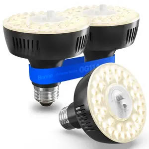 Barrina Orbgrow OG11A Grow Light Bulbs for Indoor Plants, Integrated Dimming & Timing, 4000K 33W(3 x 11W, 300 Watt Equiv), E26 Plant Light Bulb, Full Spectrum for Seeds and Greens, 3 Packs, Black