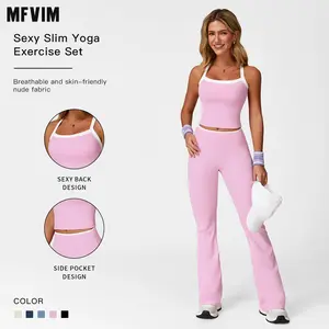 Color Block  Set for Women MFVIM,  Bra & Flared Leggings, Activewear Outfit for Yoga, Gym, Workouts & Running, Yoga Clothing Sports Summer Sportswear Casual Sportswear