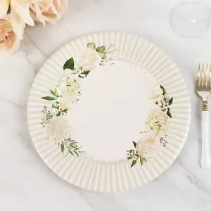 25-Pack Paper Round Dinner Plates 10" White