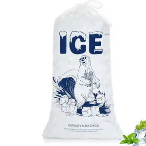 Ice Bags with Drawstring 50 Pack Reusable Heavy-Duty Plastic Ice Cube Bags for Freezer, Ice Maker, Coolers, Camping, Storage, Leak-Resistant & Food Safe