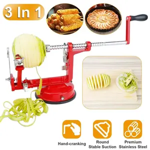 3In 1 Apple Peeler Manual Rotation Potato Fruit Core Slicer Kitchen Hand Cracking Corer Steel Stainless  Peeling Machine